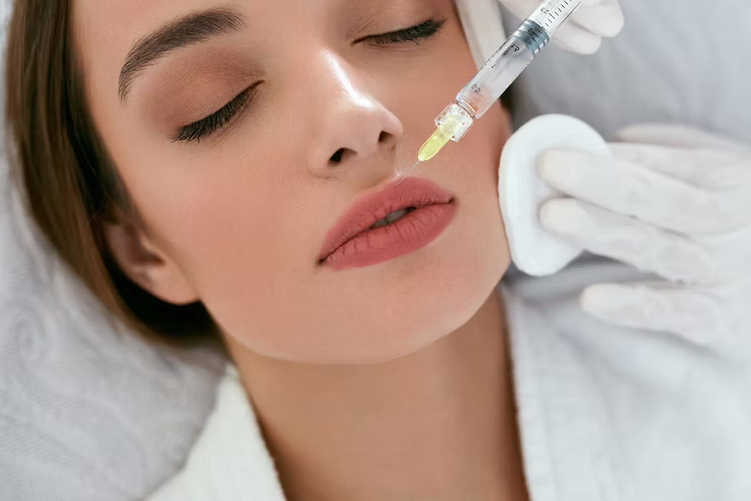 Close-up of a doctor-led lip filler treatment at Dr Rhead Aesthetics.